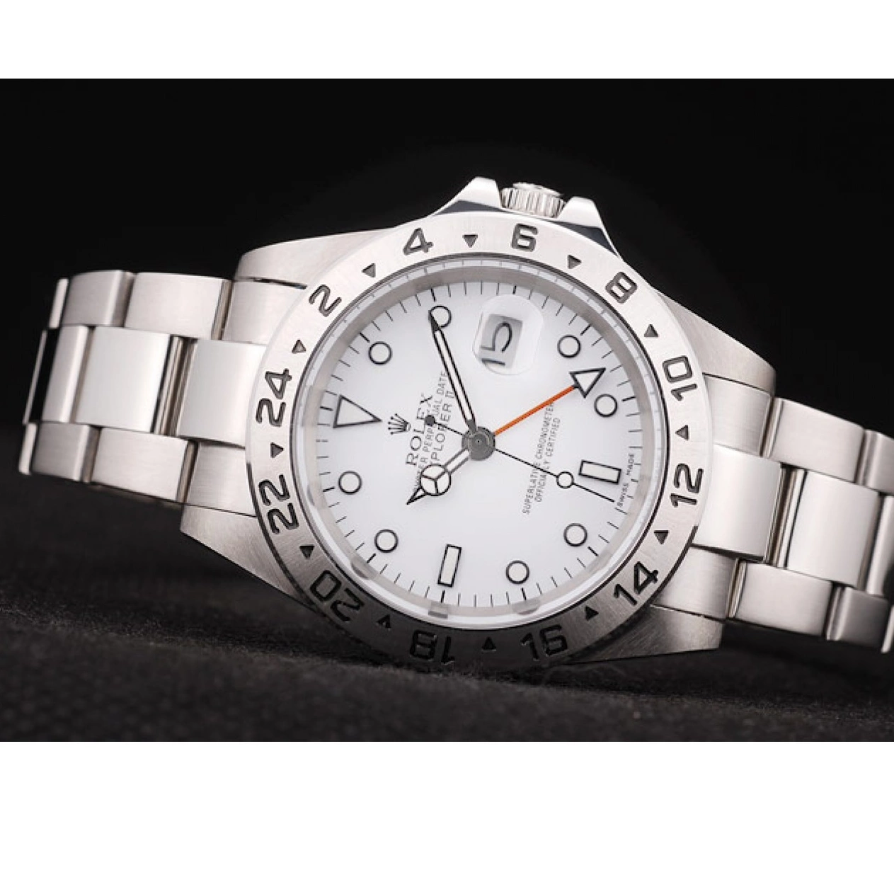 Aaa replica watch Rolex White Stainless Bezel Dial Steel Explorer 0819